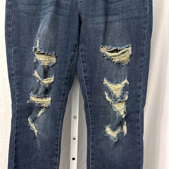 Judy Blue Boyfriend Fit Distressed Jeans Women’s 27 Stretch Raw Hem 5/27 - Picture 7 of 13